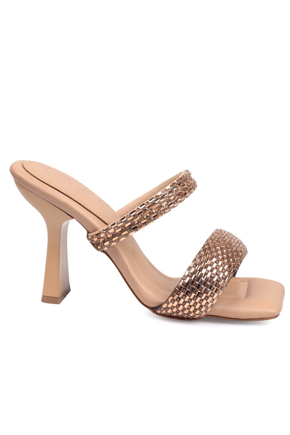 Capone Cristal Embellished High Heel Women Nude Sandals