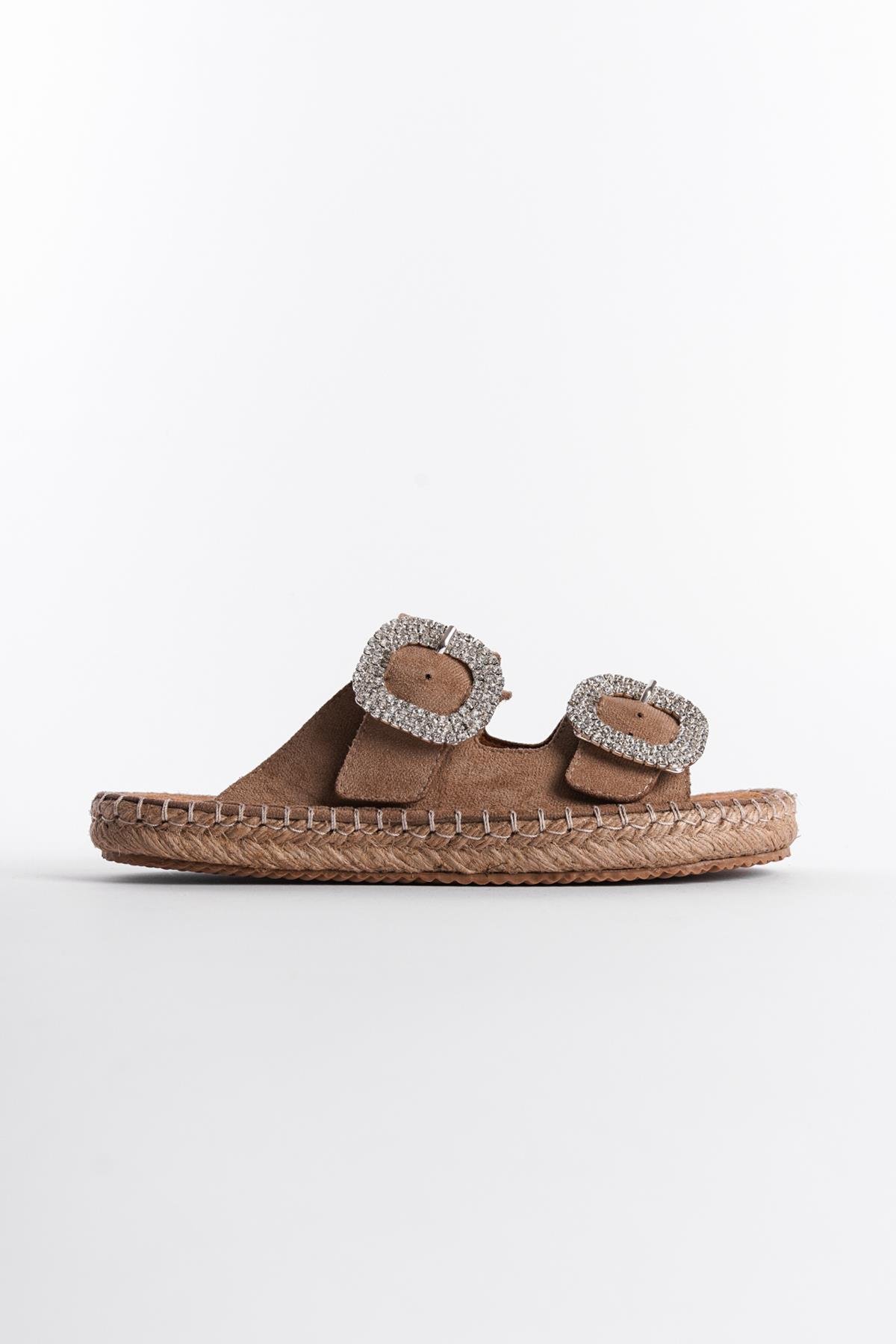 Capone Crystal Embellished Women Tan Espadrille Slippers