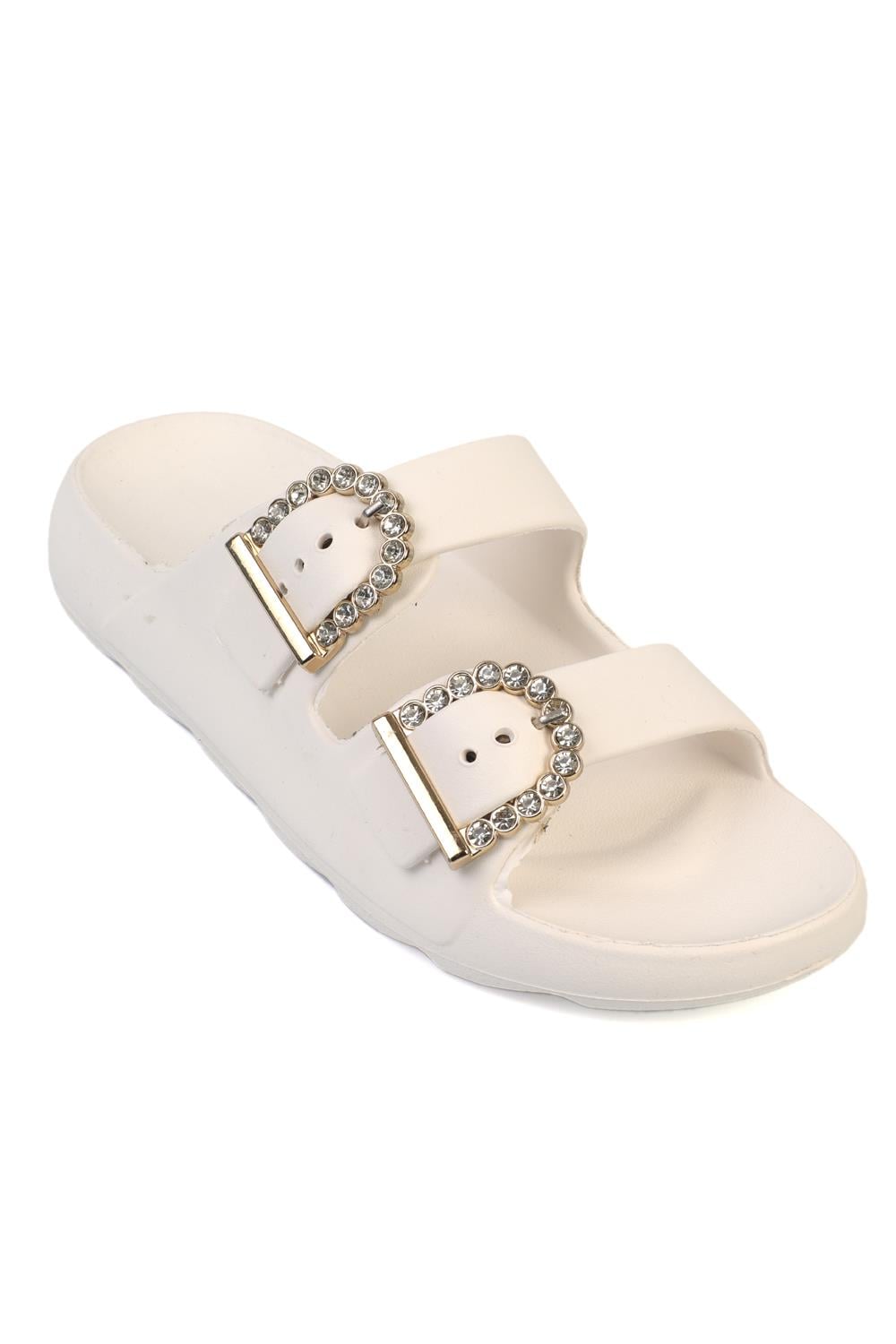 Capone Della EVA Double Buckle Women White Sandal