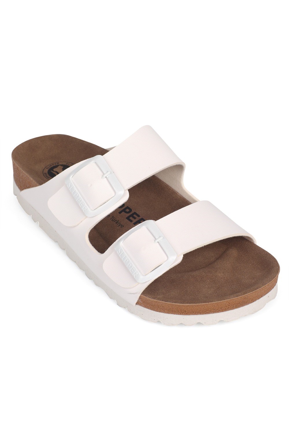 Capone Double Band Buckle Women White Sandal