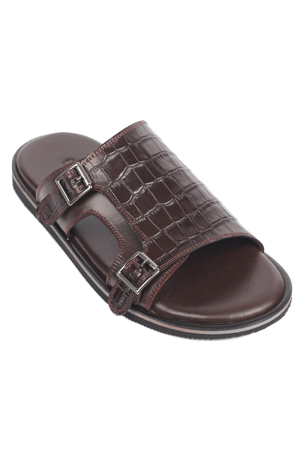 Capone Double Buckle Croc Pattern Men Sandal