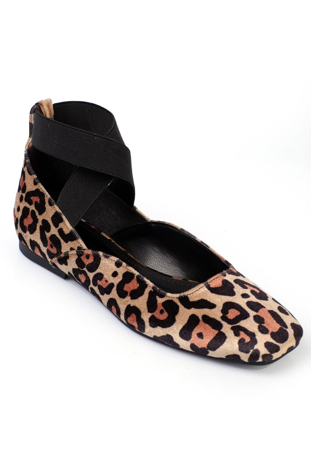 Capone Elastic Ankle Women Leopard Ballerinas