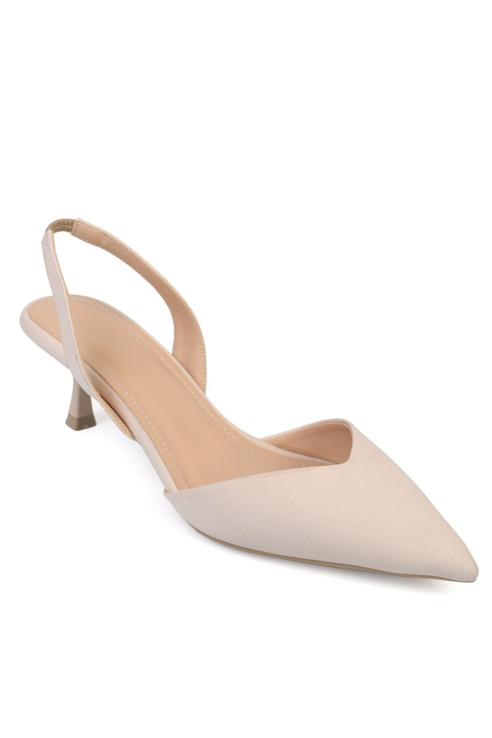 Capone Esmerelda Pointed Toe Slingback Mid Heel Women Beige Shoe