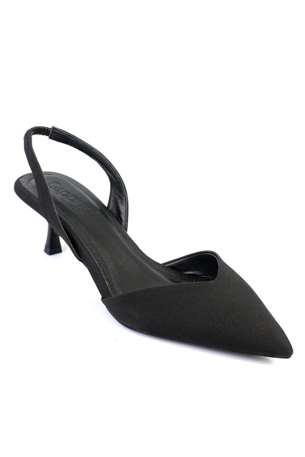 Capone Esmerelda Pointed Toe Slingback Mid Heel Women Nubuck Black Shoe