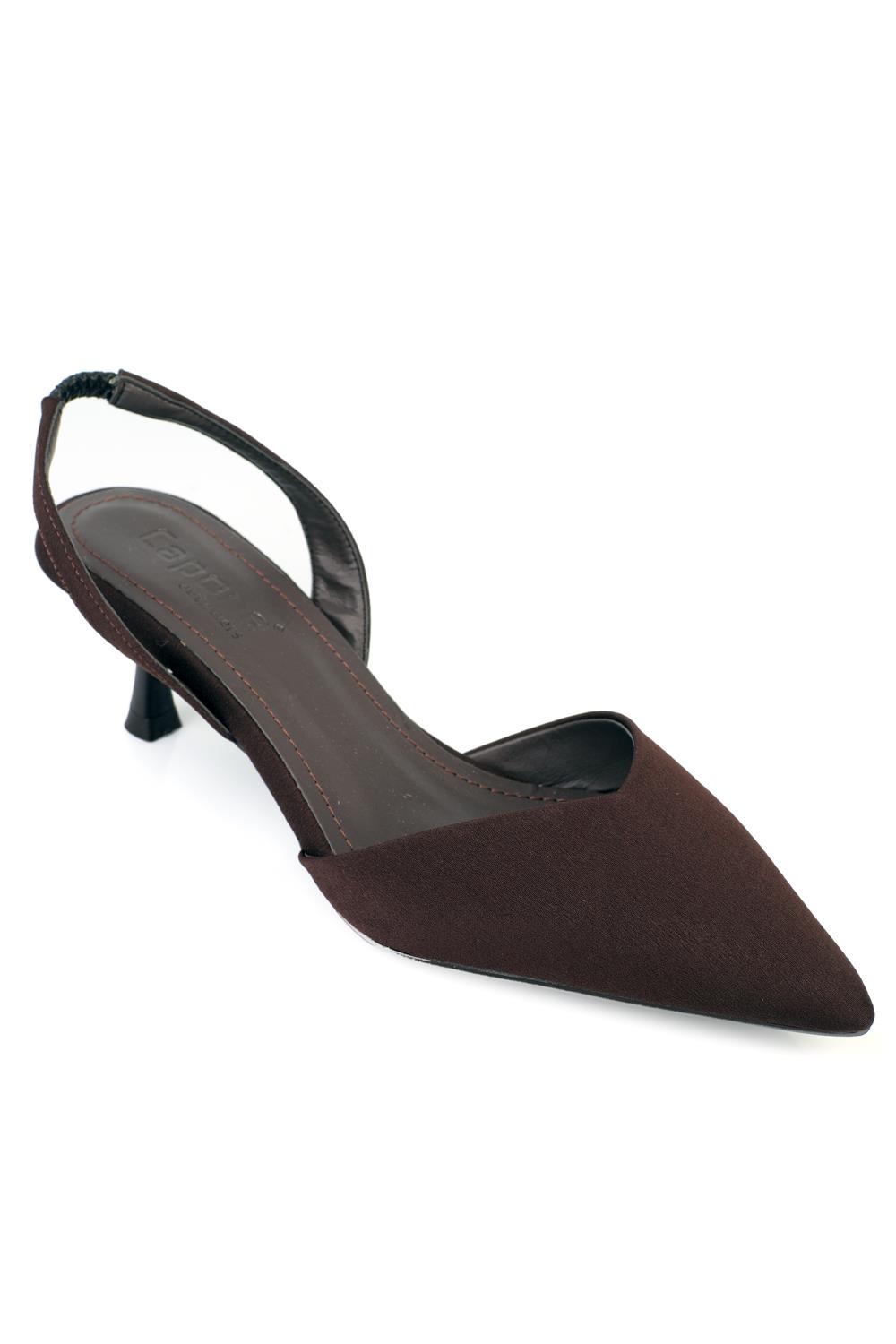 Capone Esmerelda Pointed Toe Slingback Mid Heel Women Brown Shoe