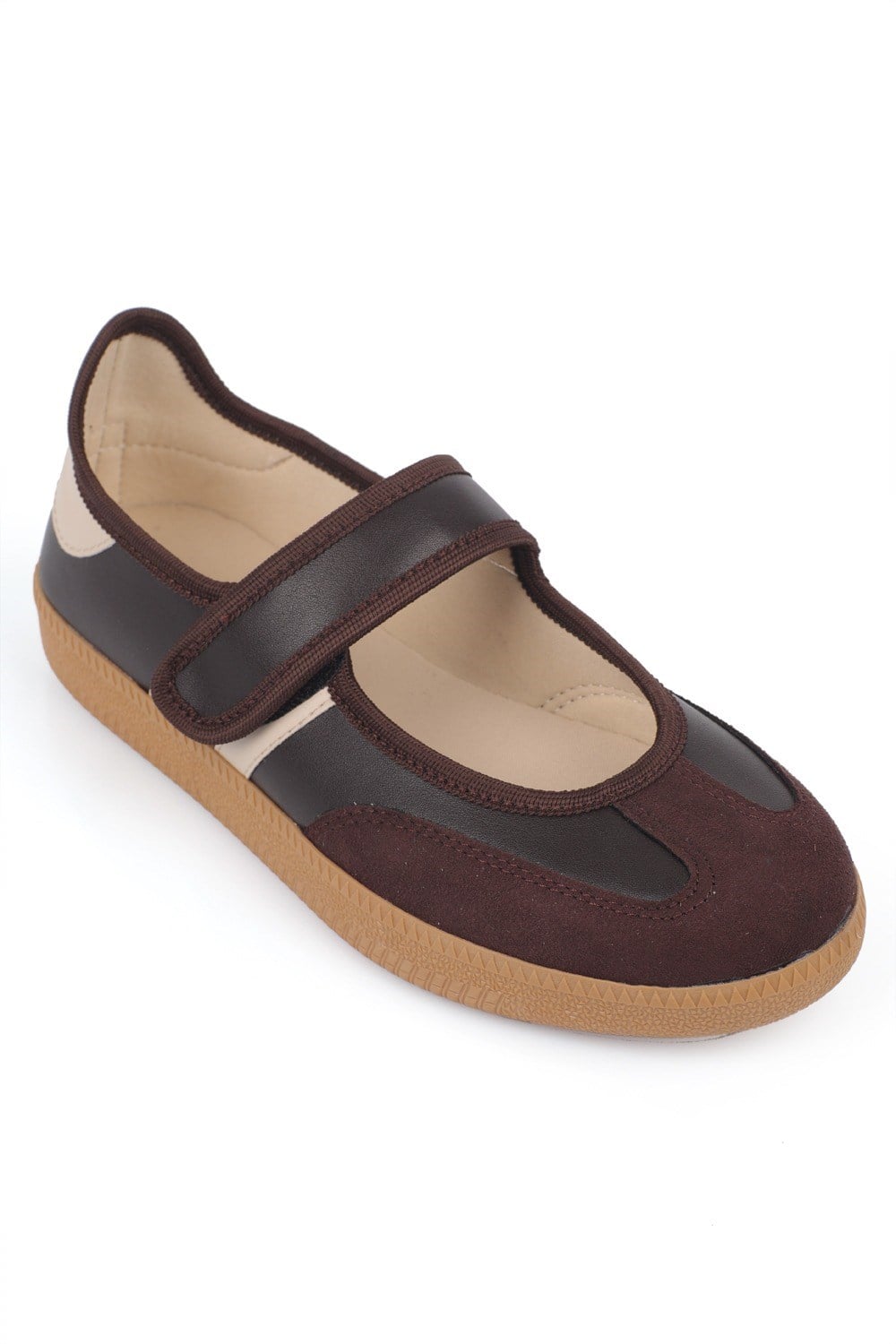 Capone Fianna Adjustable Strap Women Brown Beige Ballet Flat