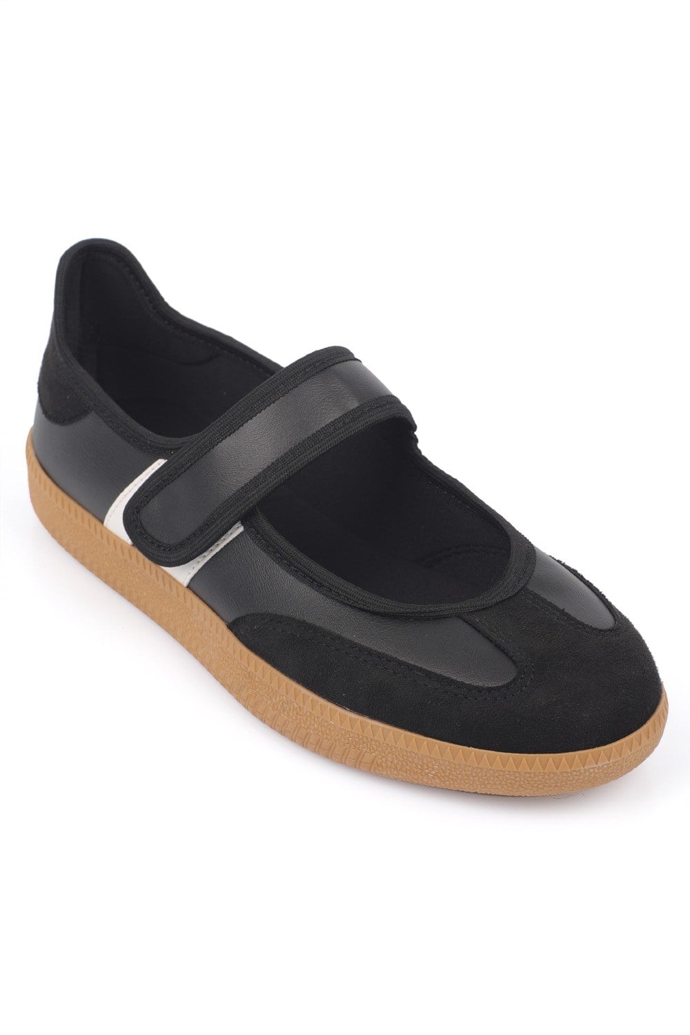Capone Fianna Adjustable Strap Women Black White Ballet Flat