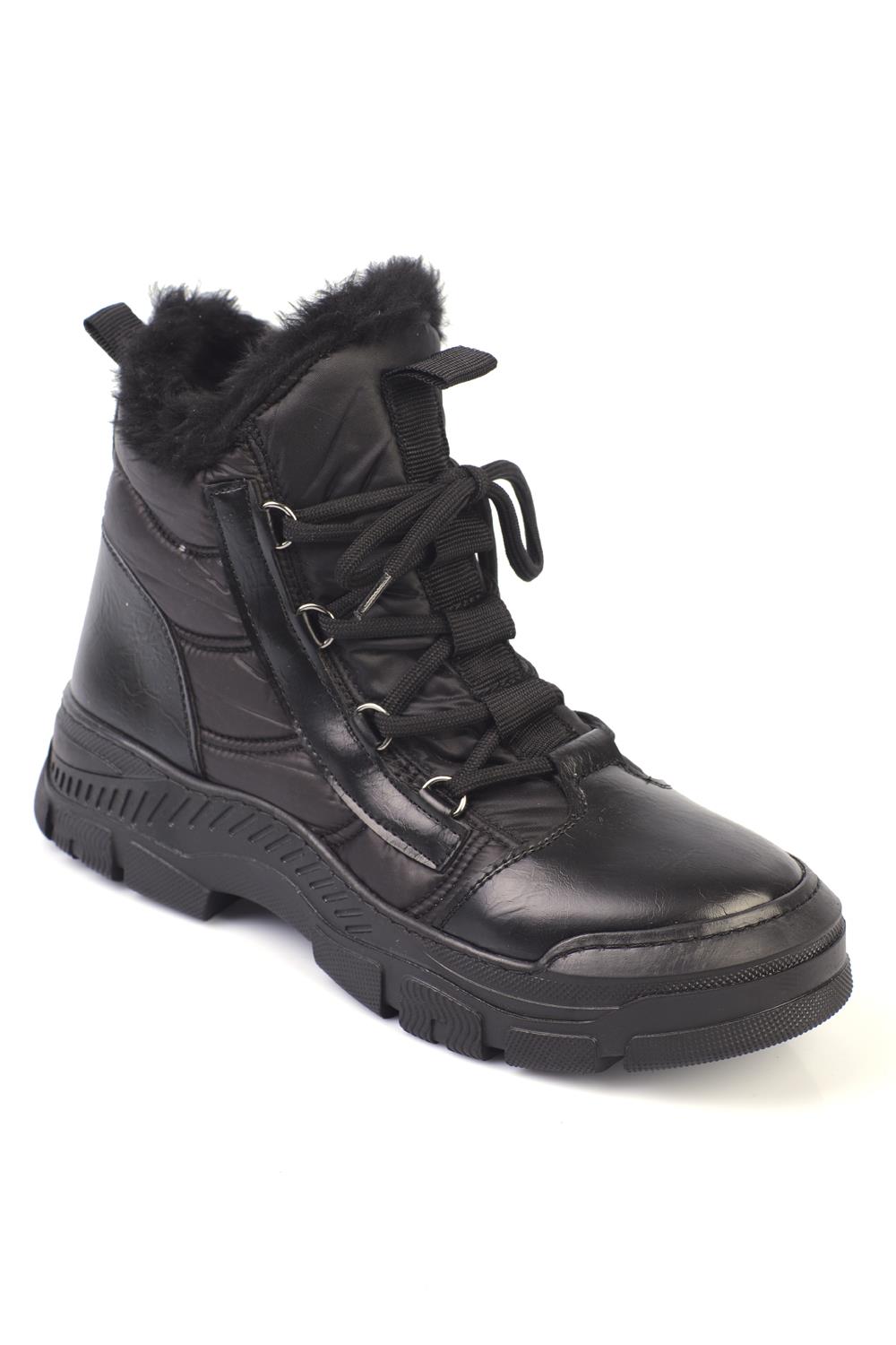 Capone Fur-Lined Women Black Sports Boots
