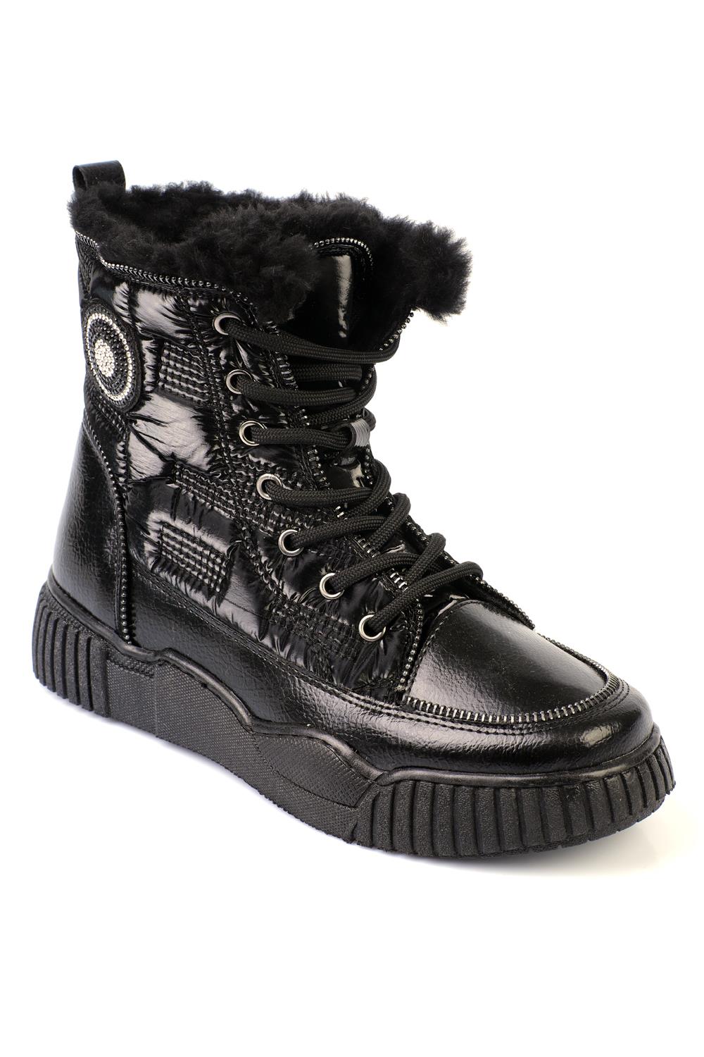 Capone Fur-Lined Women Black Sports Boots