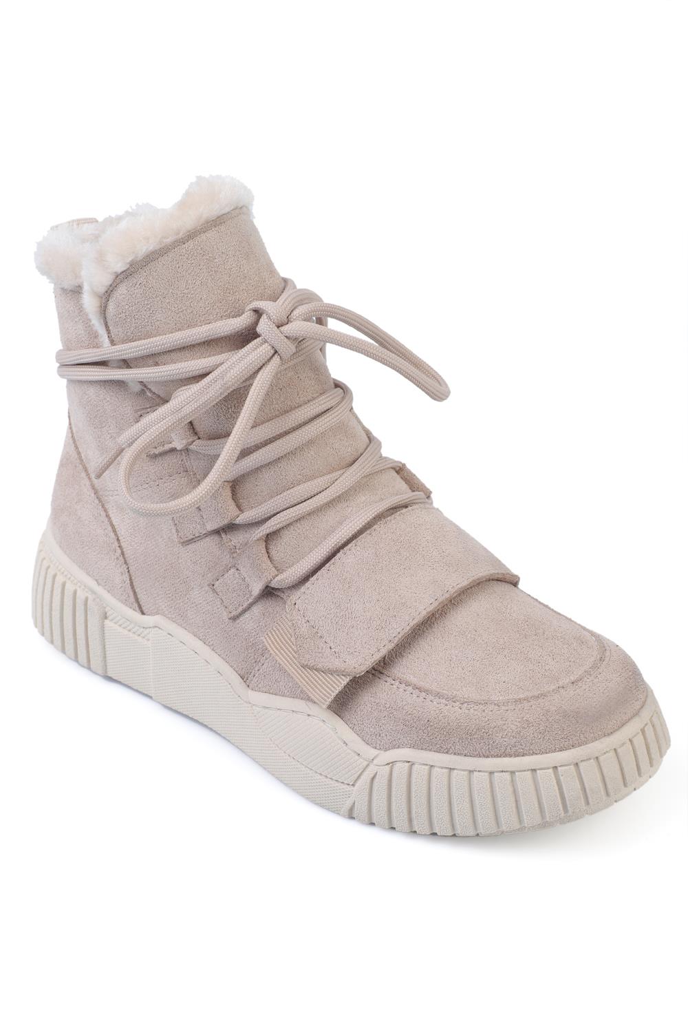 Capone Fur-Lined Women Sued Beige Sports Boots