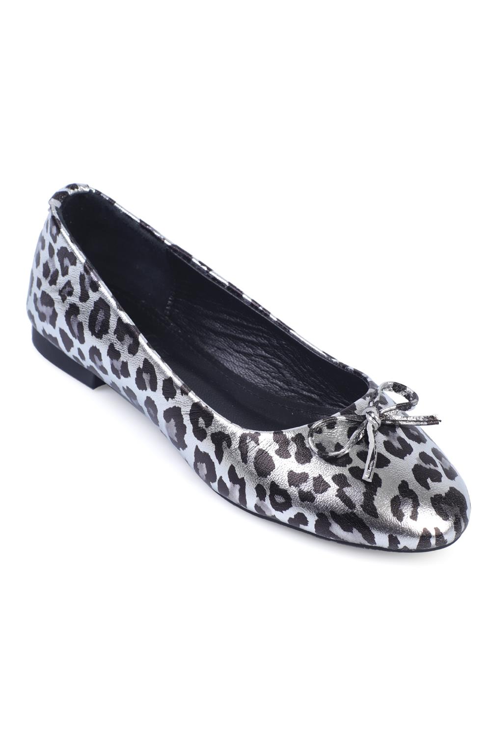 Capone Genuine Leather Bow Detail Round Toe Women  Ballerinas