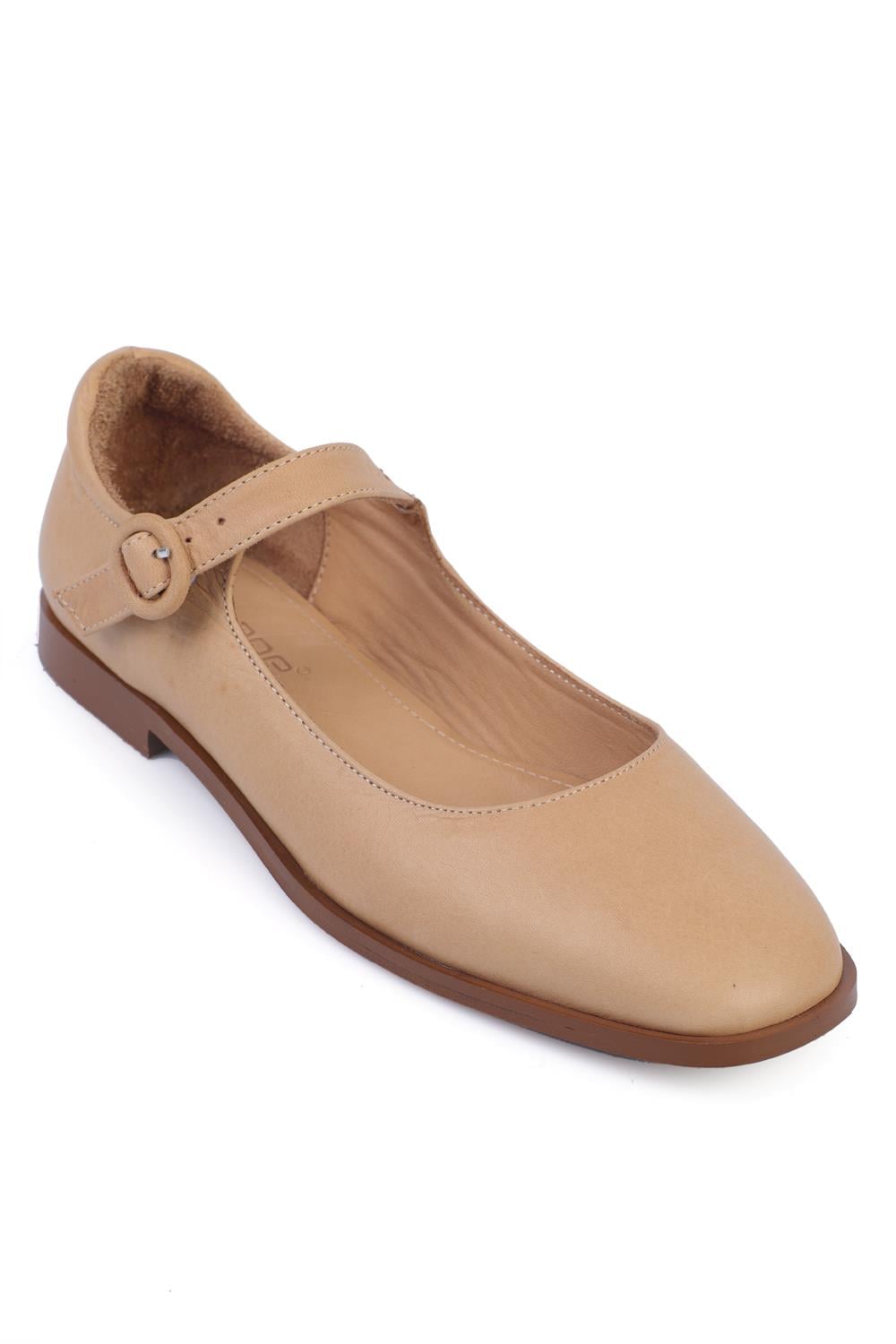 Capone Genuine Leather Mary Jane Women Nude Shoes
