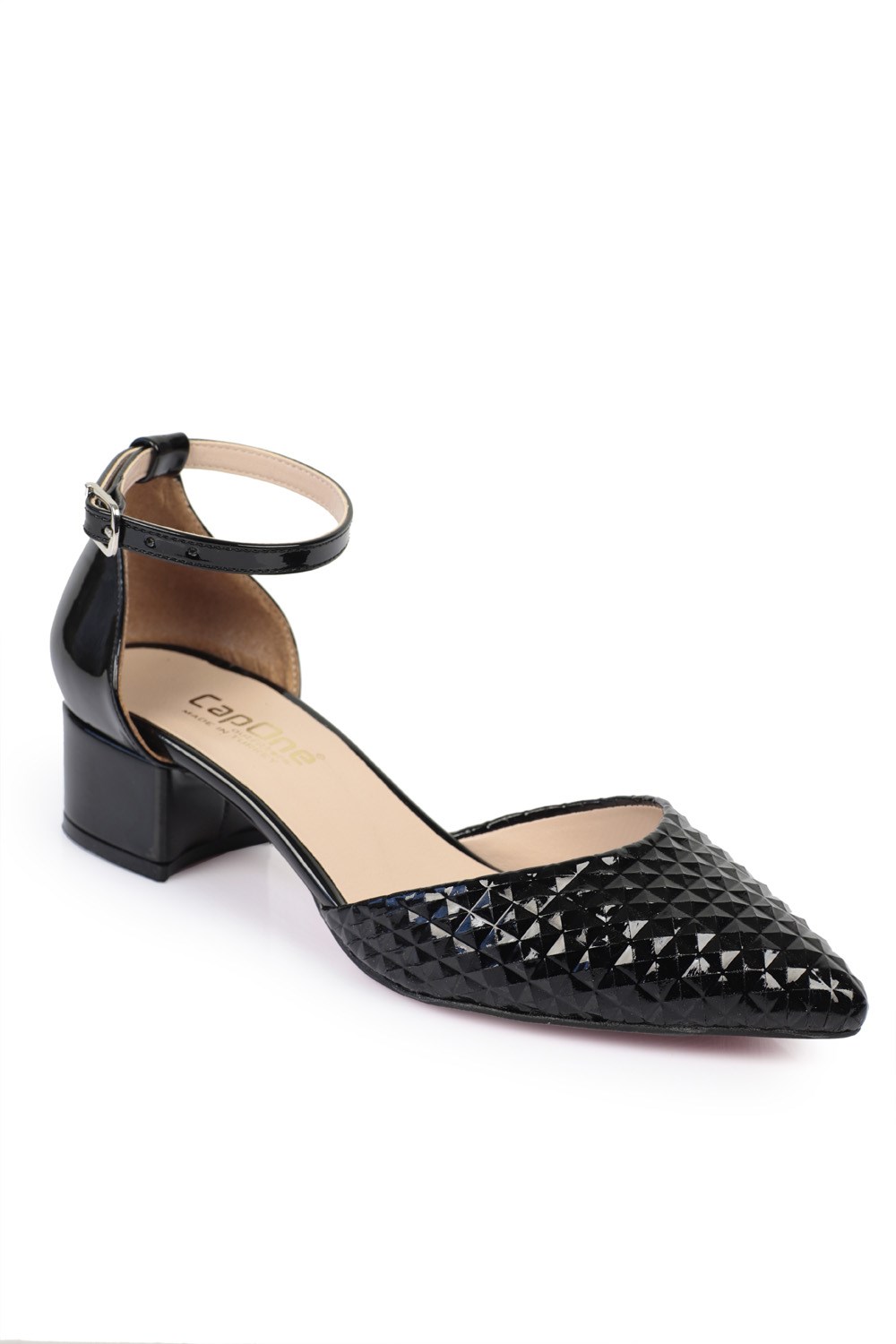 Capone Giselle Big Size Ankle Strap Cuban Heel Women Black Shoes