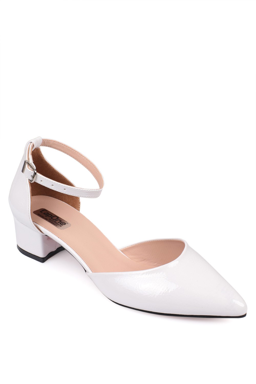 Capone Giselle Big Size Ankle Strap Cuban Heel Women White Shoes caponeoutfitters