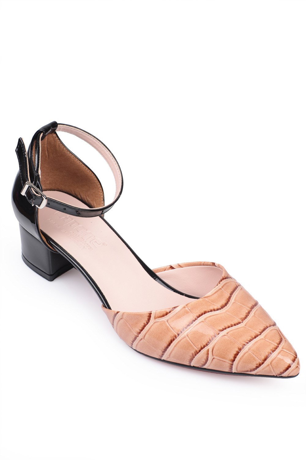 Capone Giselle Big Size Ankle Strap Cuban Heel Women Nude Shoes
