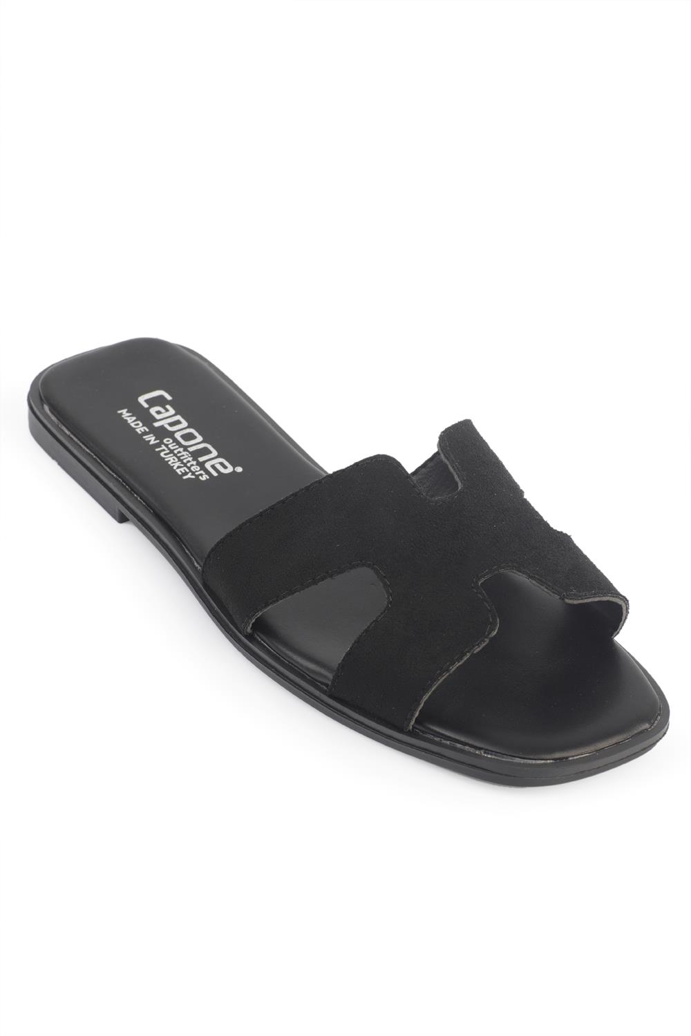 Capone Halsey Women Black Slide Flat Sandals