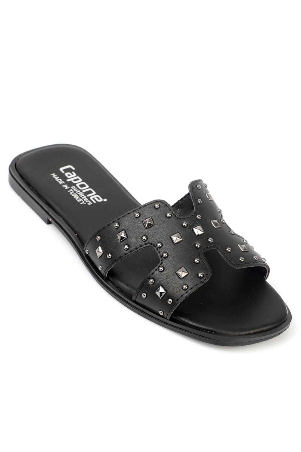 Capone Halsey Women Black Slide Flat Sandals