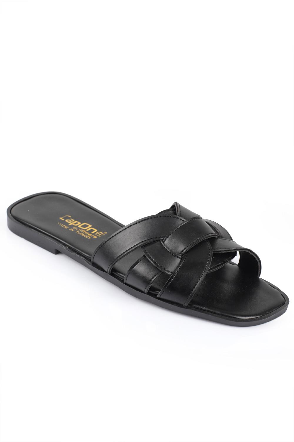 Capone Halsey Women Black Slide Flat Sandals