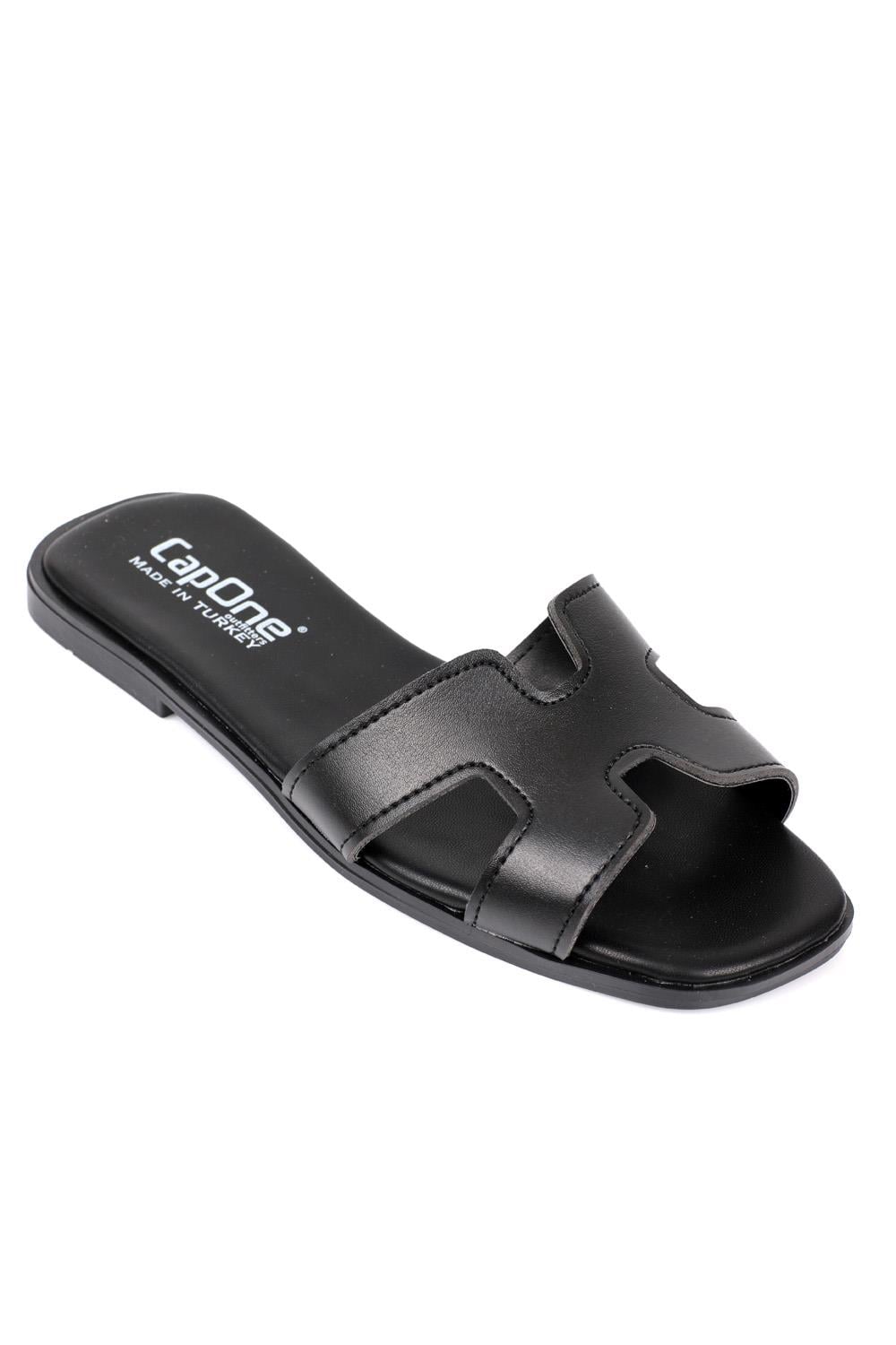 Capone Halsey Women Black Slide Flat Sandals