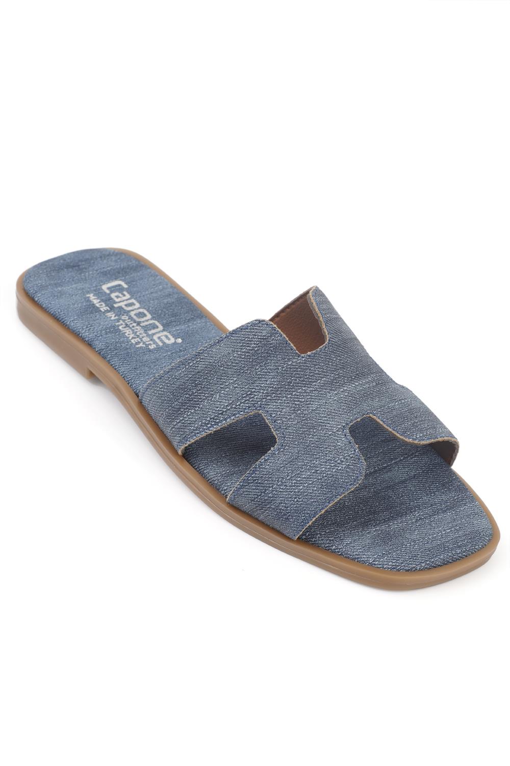 Capone Halsey Women Dark Blue Slide Flat Sandals