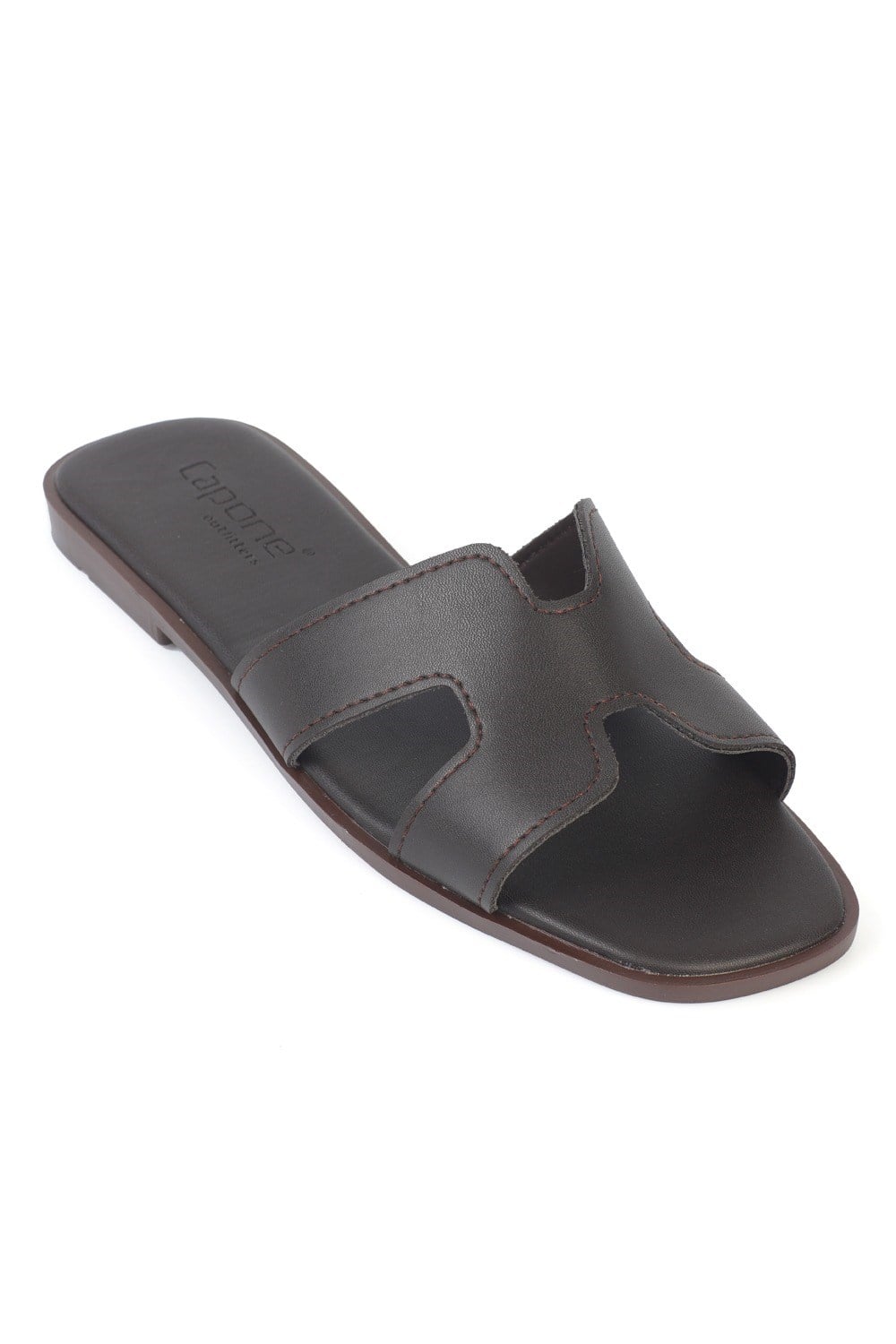 Capone Halsey Women Dark Brown Slide Flat Sandals