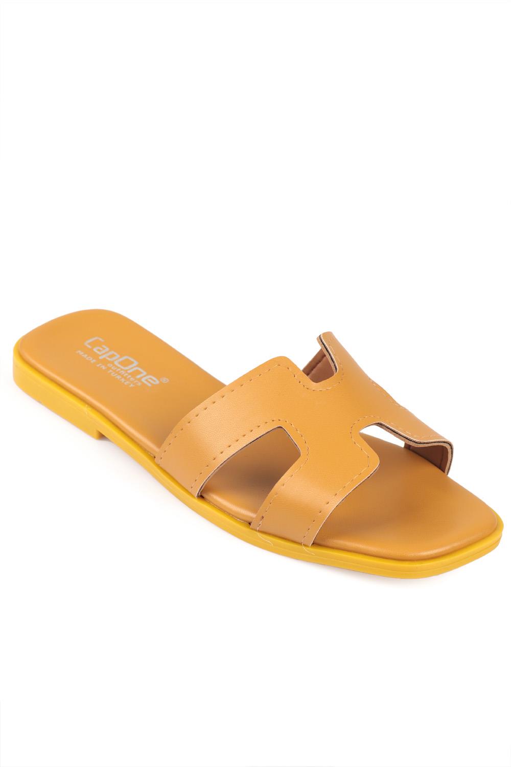 Capone Halsey Women Mustard Slide Flat Sandals