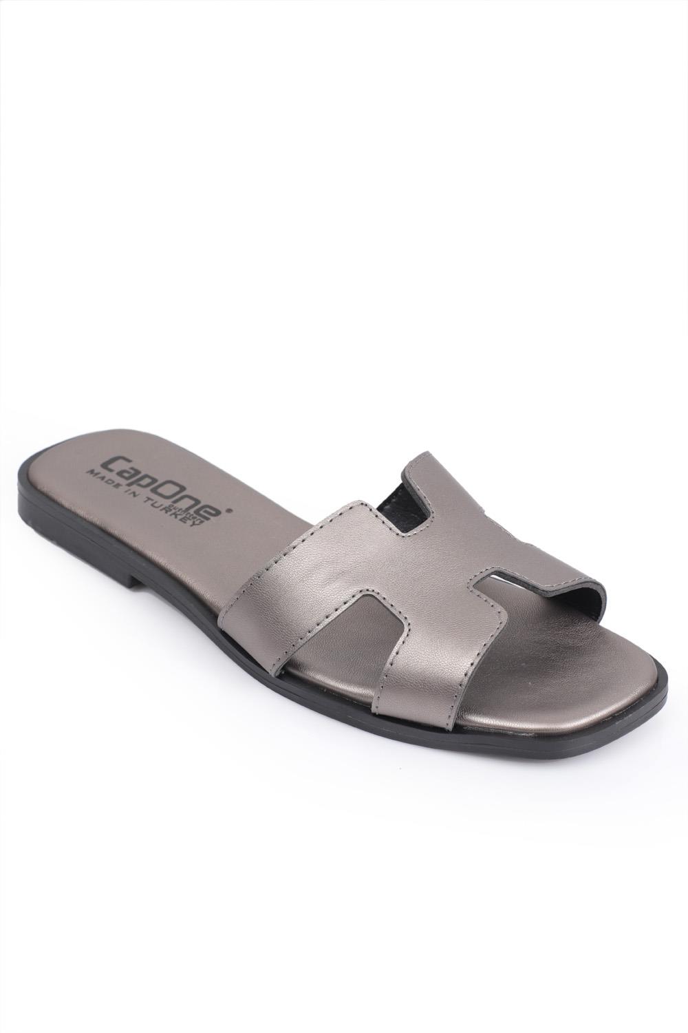 Capone Halsey Women Platinum Slide Flat Sandals