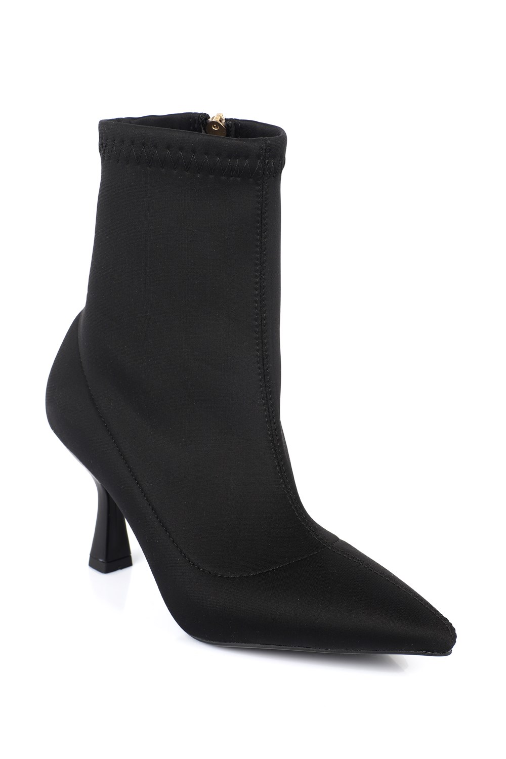 Capone Icla Pointed Toe High Heel Elegant Women Black Scuba Ankle Boot