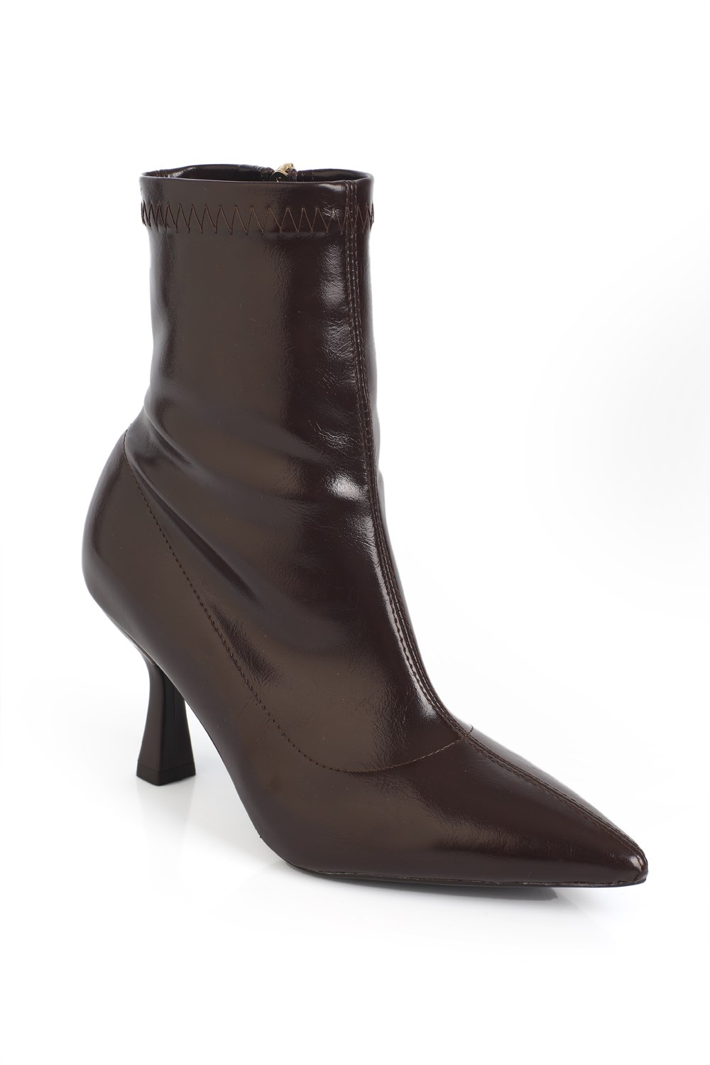 Capone Isla Stretch Pointed Toe High Heel Elegant Women Brown Ankle Boot