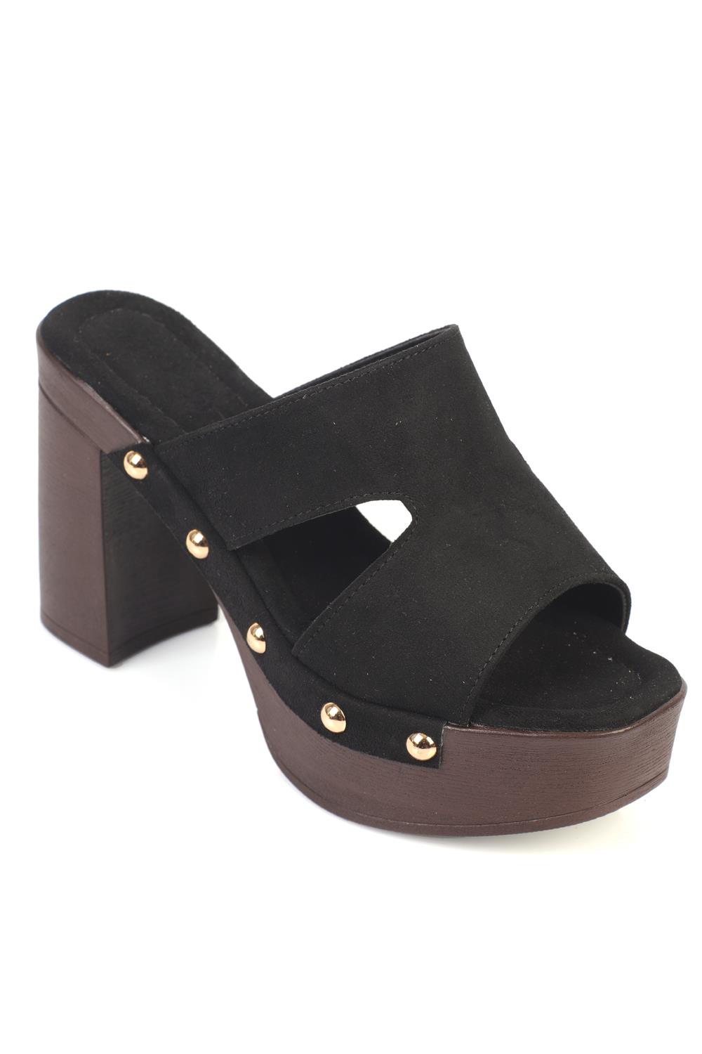 Capone Jelene Platform Suede Look Single Band Women Sued Black Clog