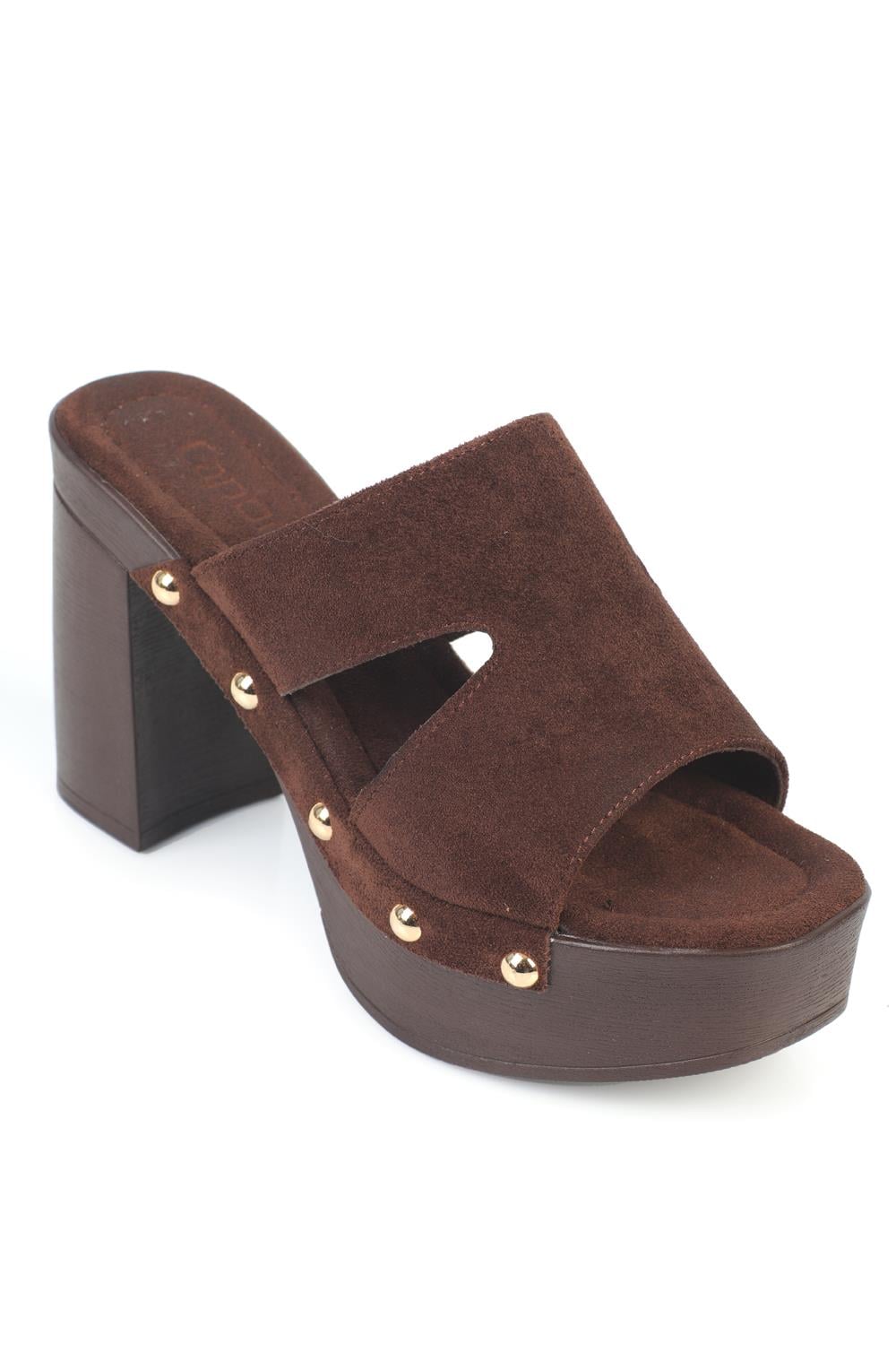 Capone Jelene Platform Suede Look Single Band Women Sued Brown Clog