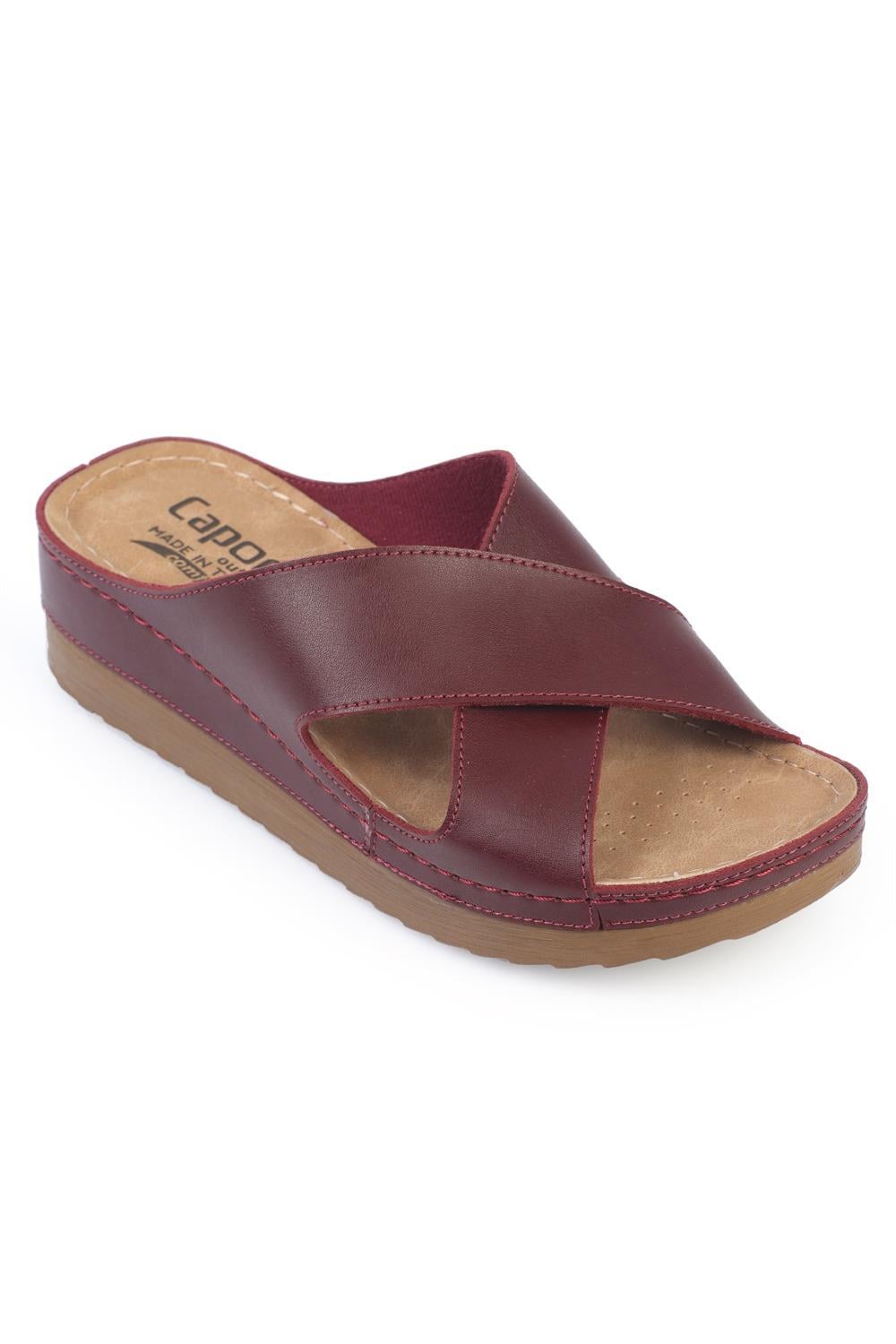 Capone Kandy Z0632 Women Burgundy Slide Comfort Anatomical Cross Band Sandals