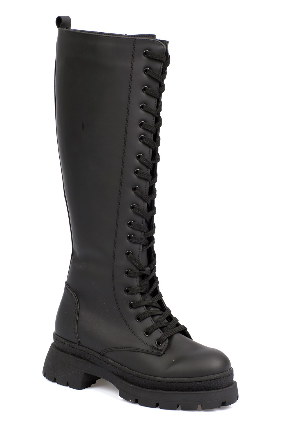 Lace up front boots knee high hot sale