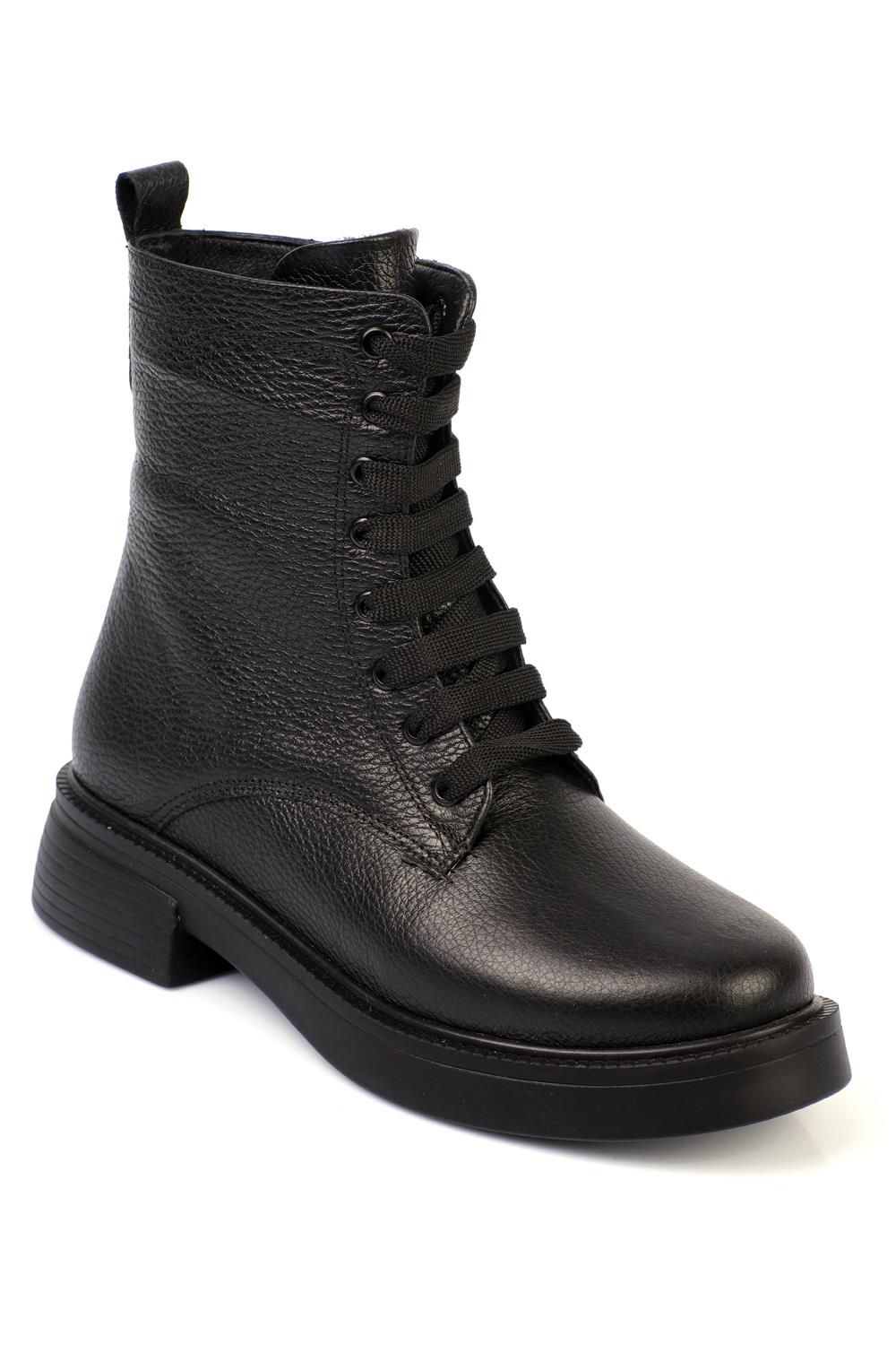 Capone Laced Leather Women Black Boots