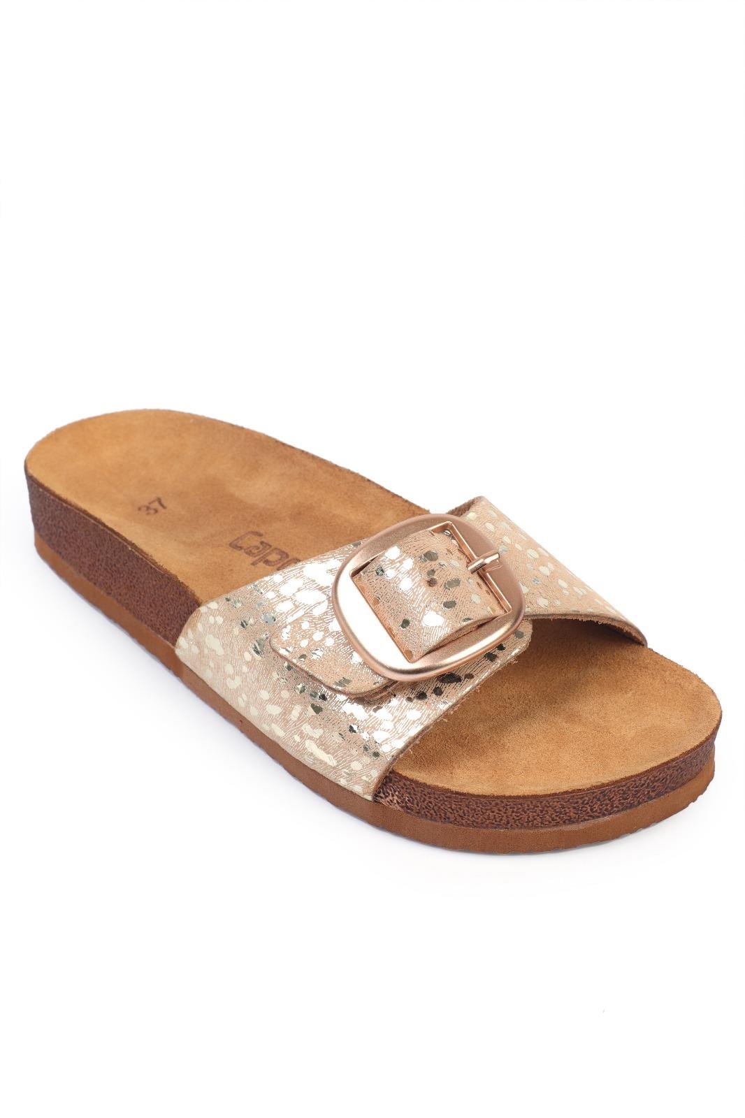 Capone Large Buckled Anatomical Cork Sole Leather Sandal