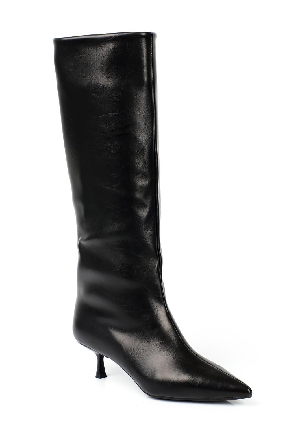 Capone Leila Side Zip Pointed Toe Elegant Mid Heel Women Black Boot