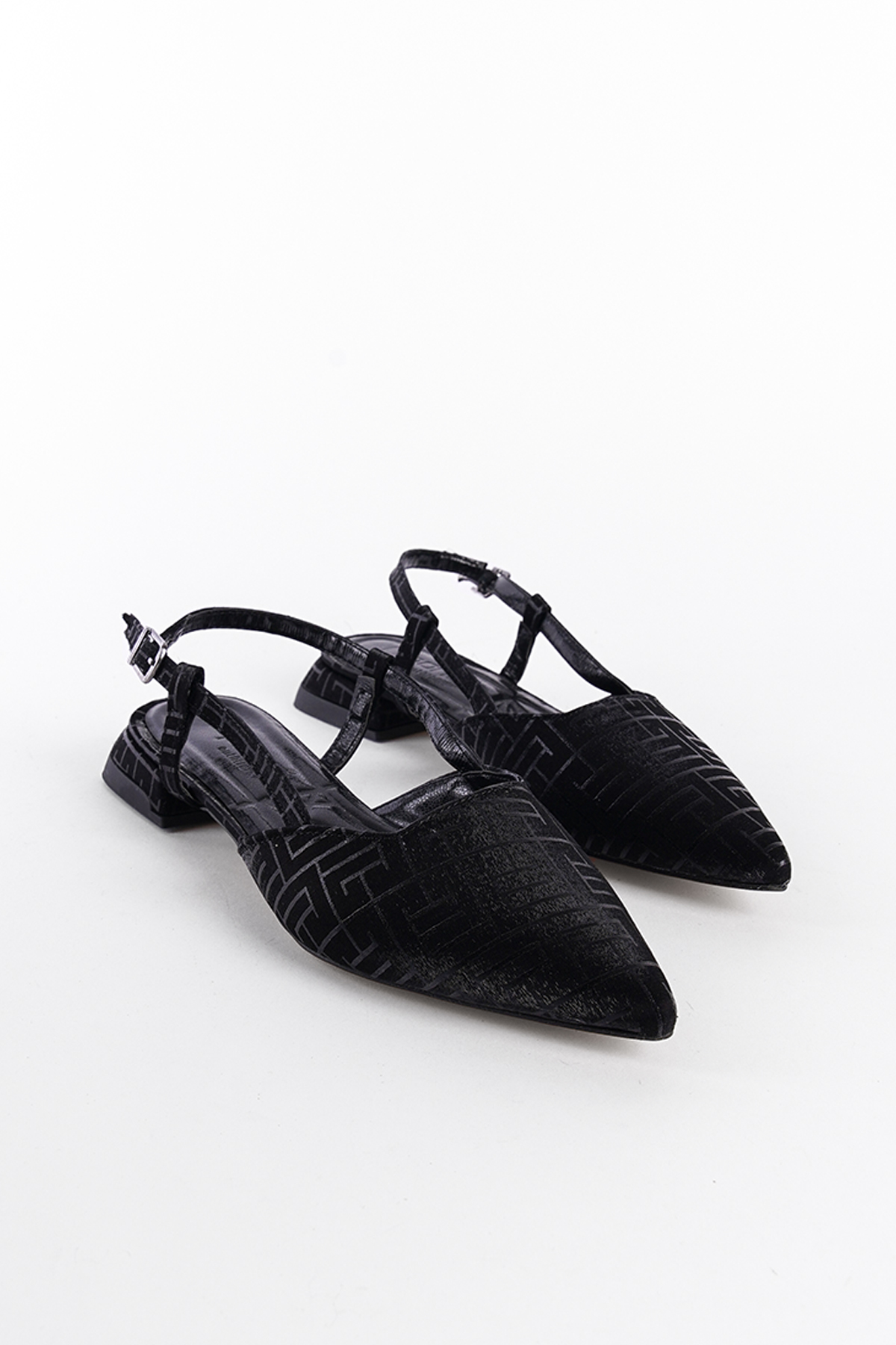 Capone Low Heel Back Strap Women Black Shoes