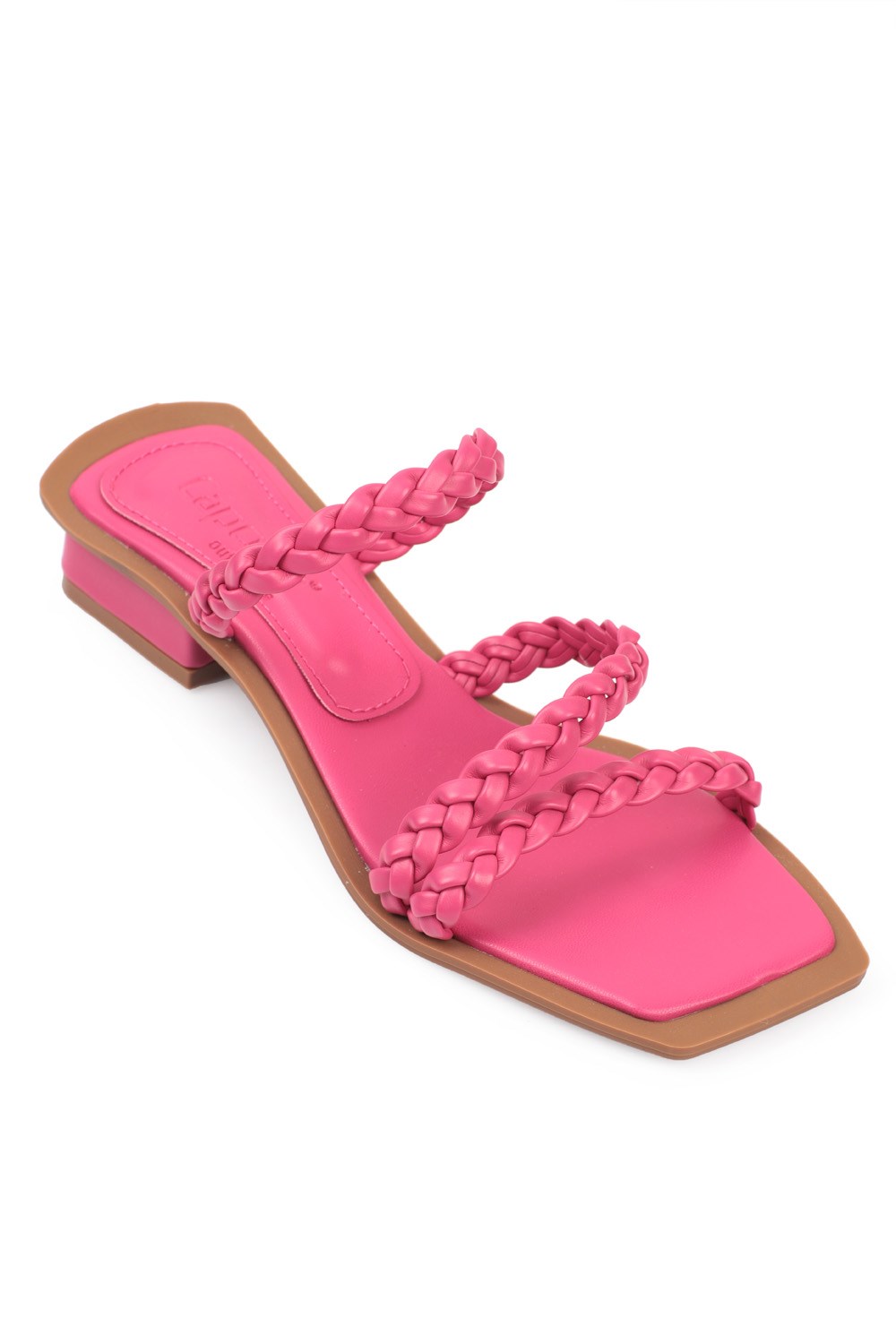 Capone Low Heel Braided Women Fuchsia Sandals