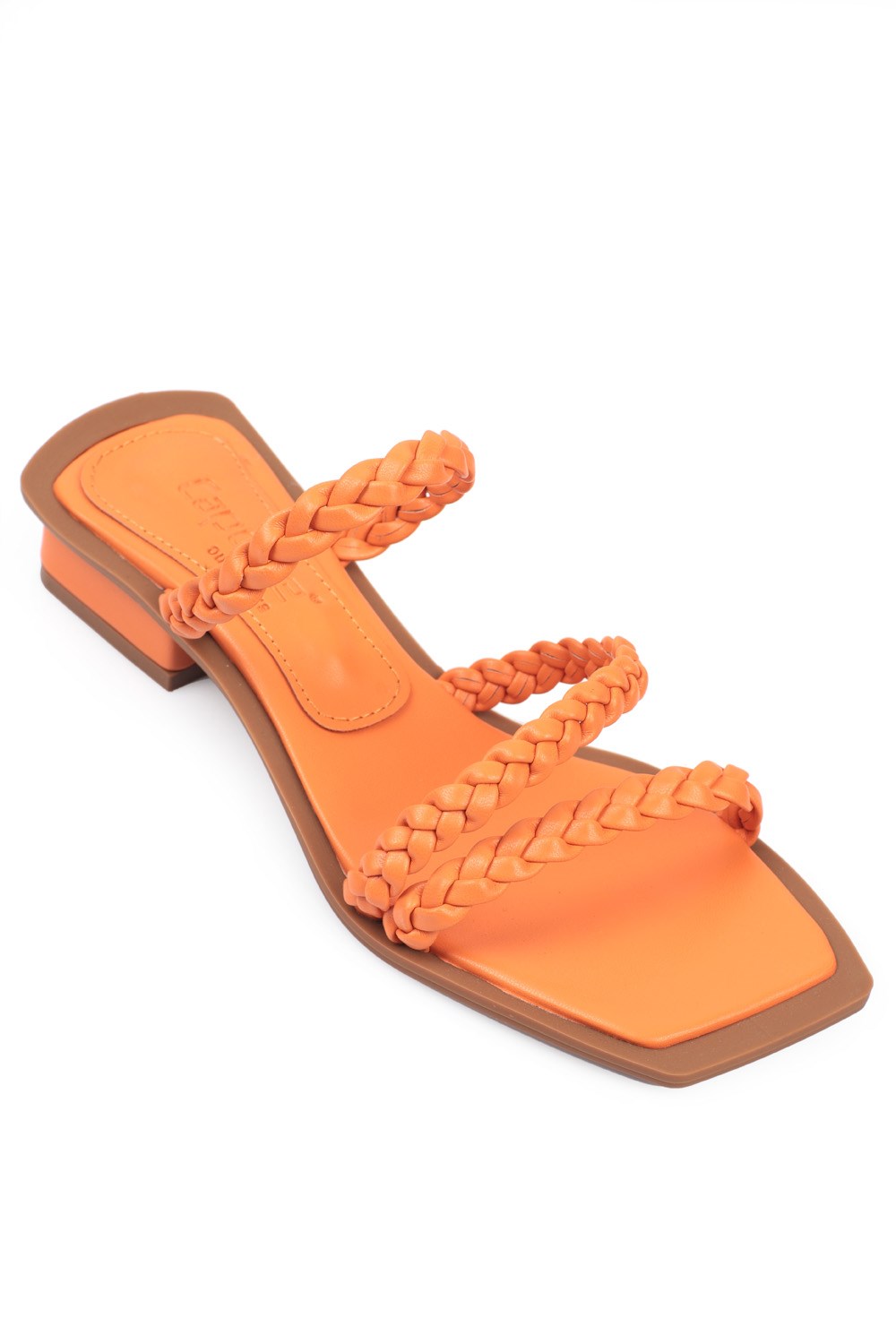 Capone Low Heel Braided Women Orange Sandals