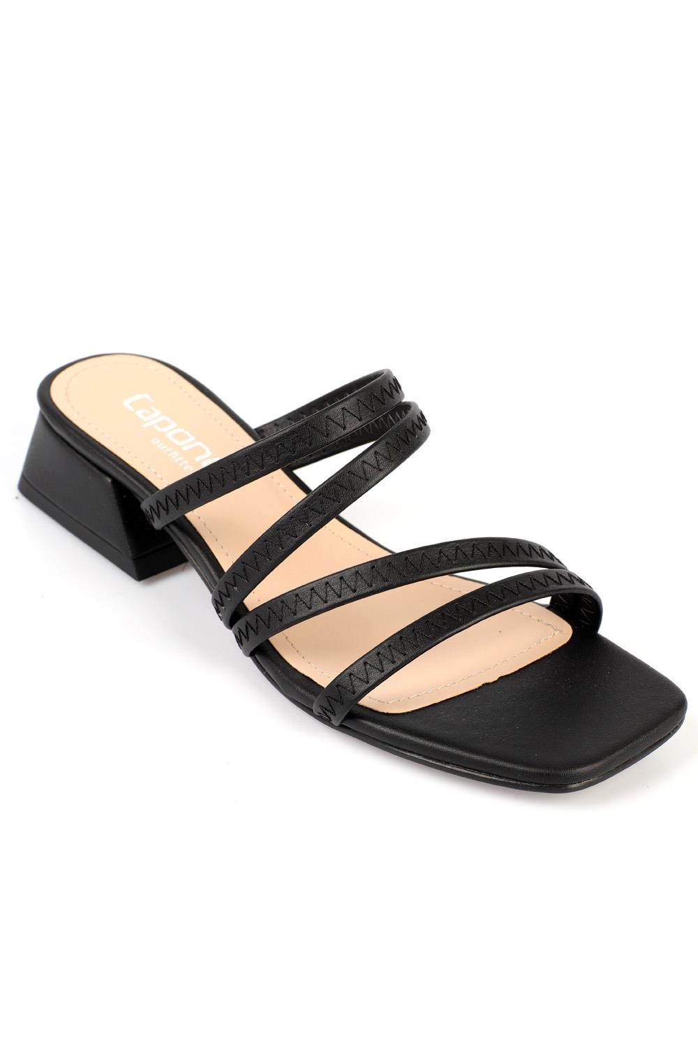 Capone Low Heel Chic Daily Women Black Sandals