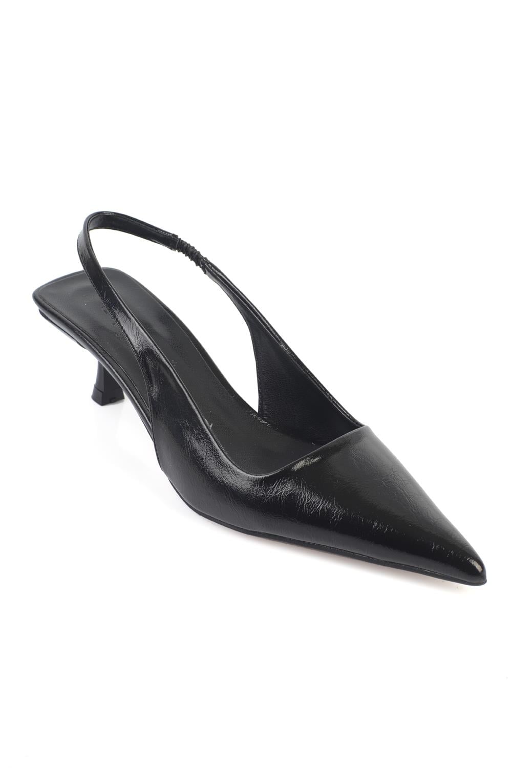 Capone  Lynett Pointed Toe Mid Heel Square Back Slingback Women Black Shoe
