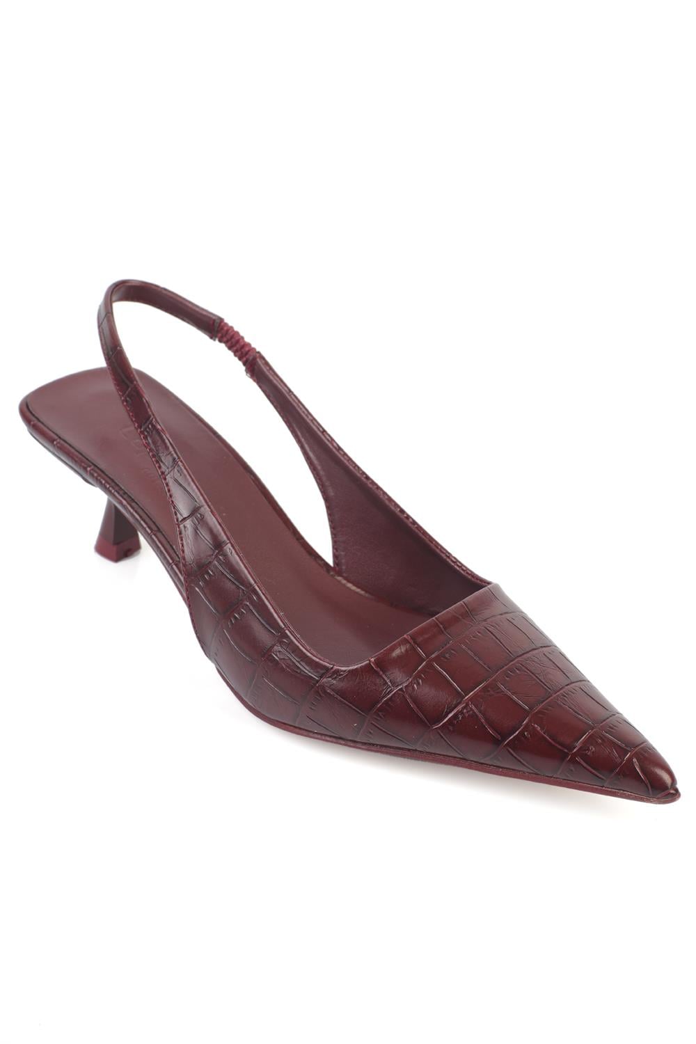 Capone  Lynett Pointed Toe Mid Heel Square Back Slingback Women Burgundy Shoe