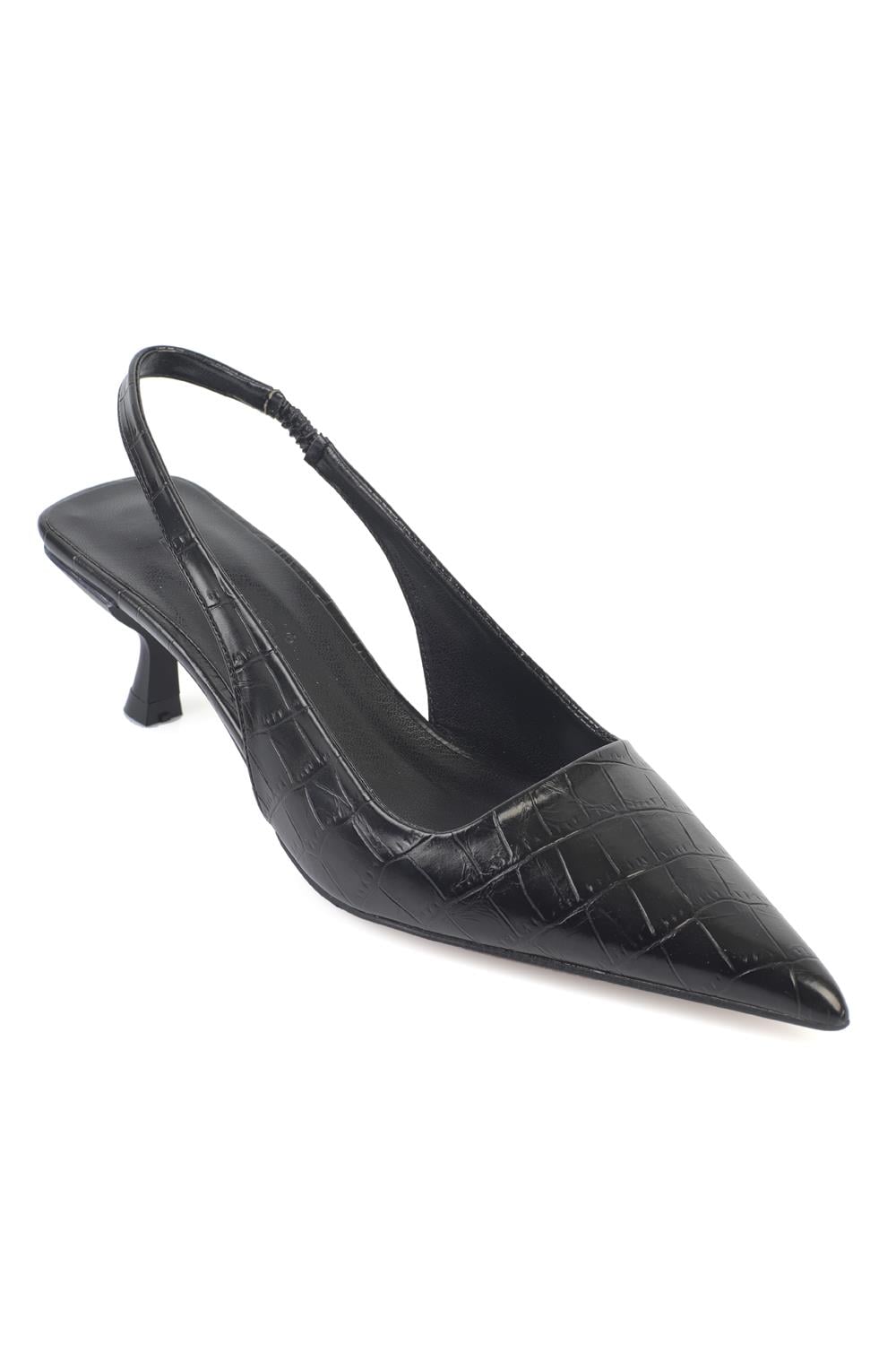 Capone  Lynett Pointed Toe Mid Heel Square Back Slingback Women Black Shoe