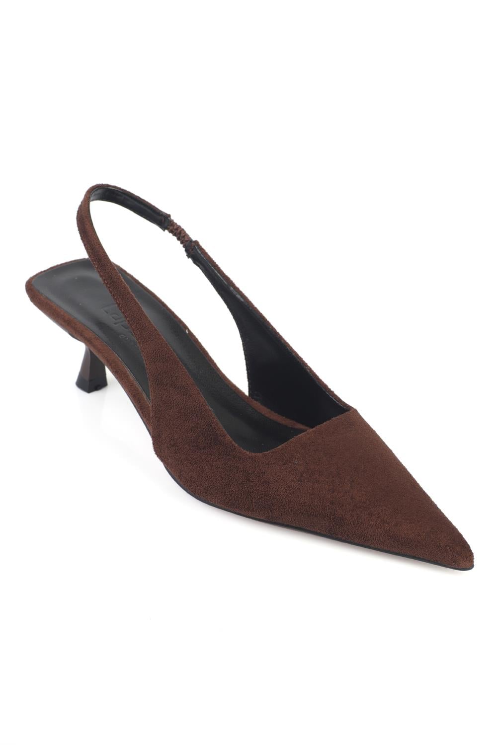 Capone  Lynett Pointed Toe Mid Heel Square Back Slingback Women Sued Brown Shoe