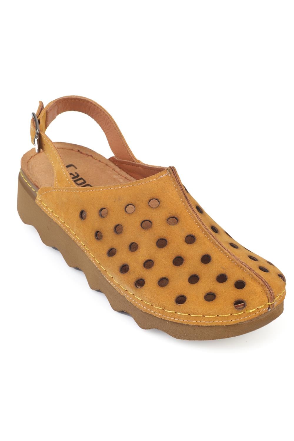 Capone Meghan Genuine Leather Soft Comfort Women Orange Sandal