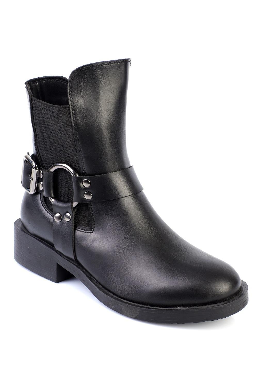 Capone Metal Accessory Elastic Biker Boots