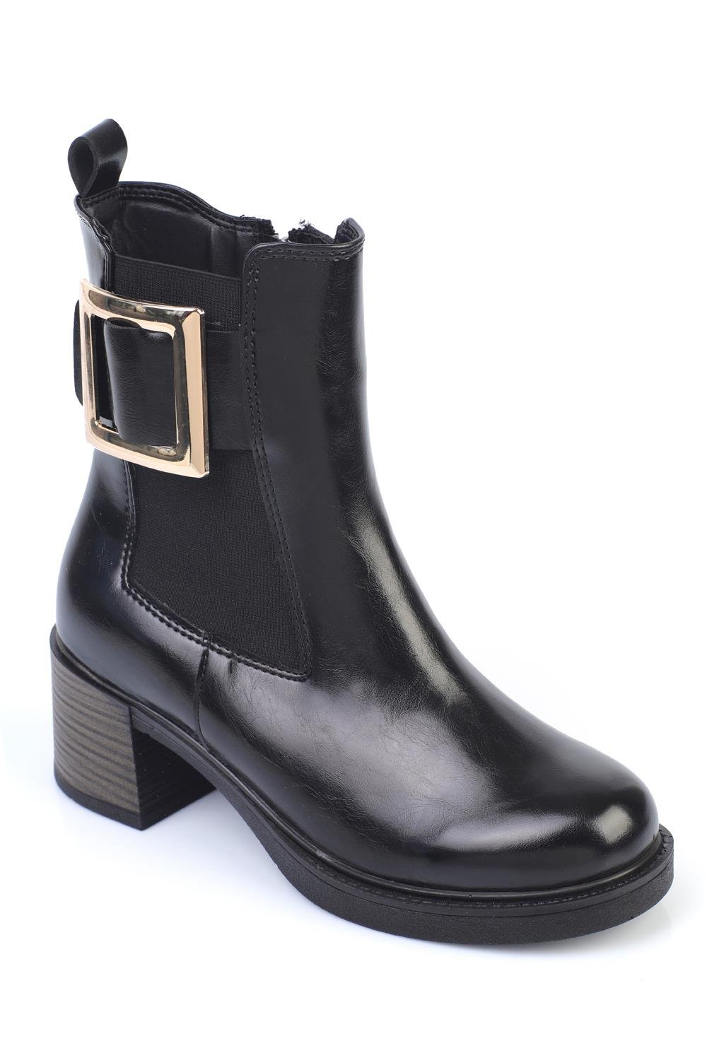 Capone Metal Buckle Women Black Boots