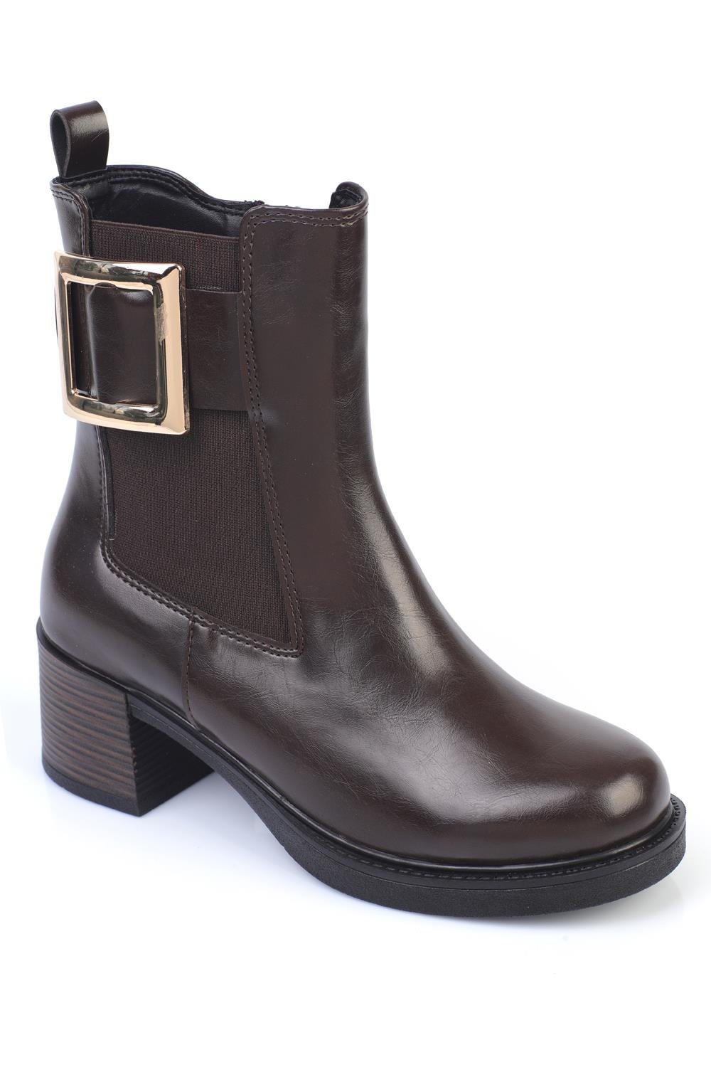 Capone Metal Buckle Women Brown Boots