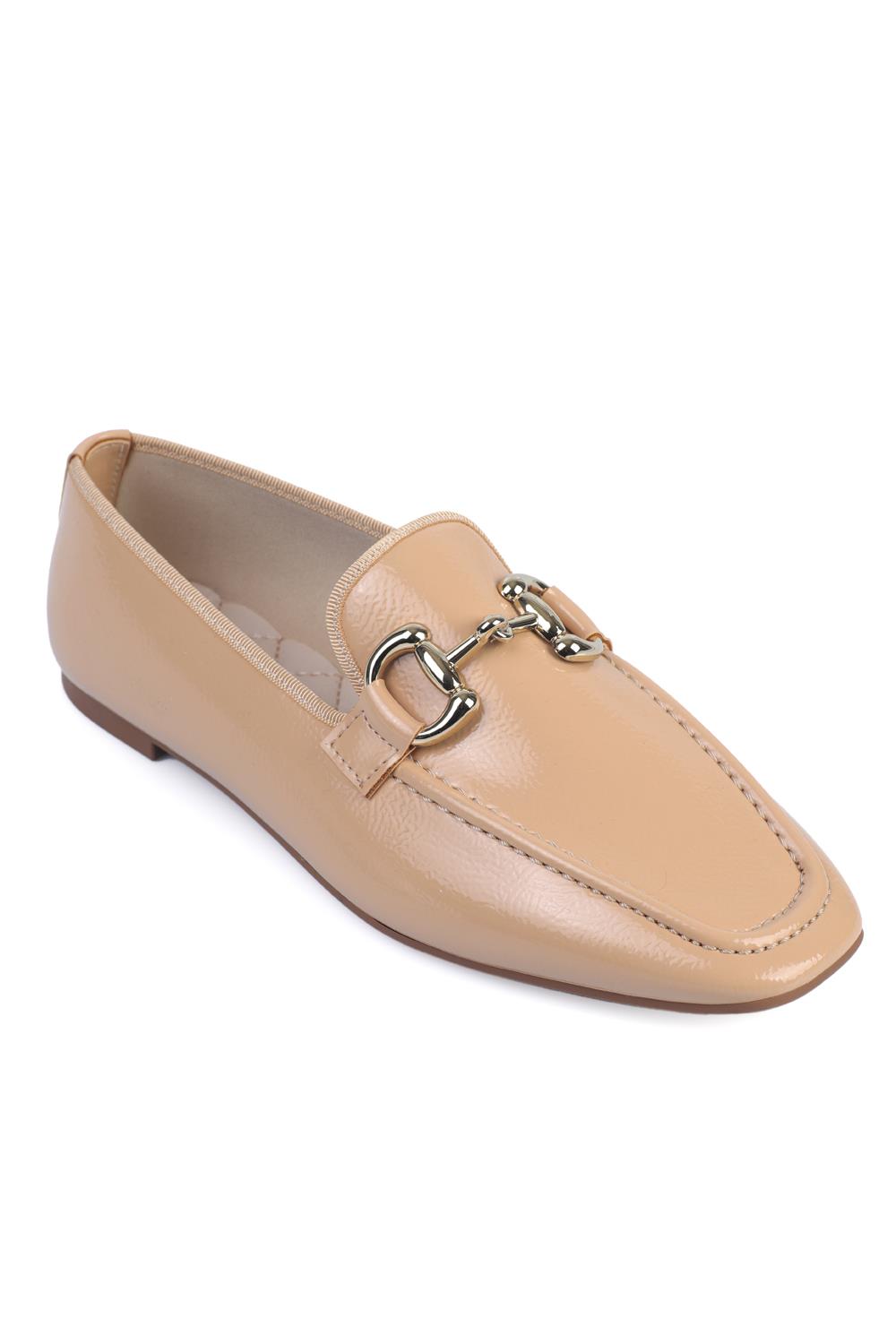 Capone Metal Buckled Women Nude Loafer