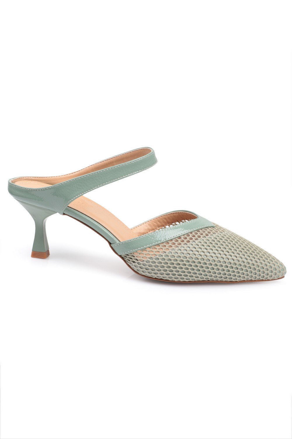liefdadigheid Veeg Negen Capone Mid Heel Crinkly Patent Leather Close Toe Women Mint Green Sandals |  caponeoutfitters.com